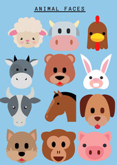 Illustration of the faces of different animals