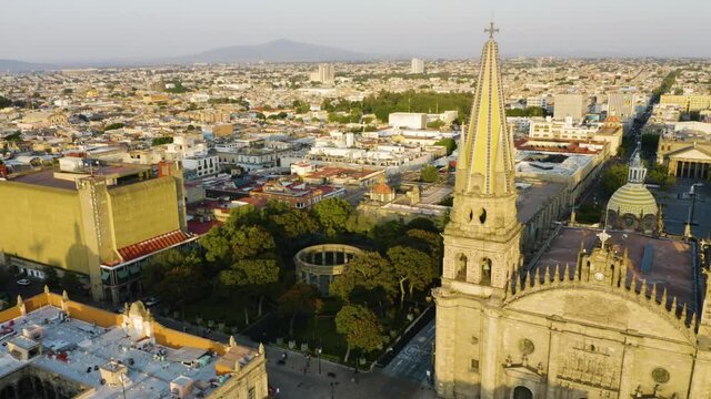 Dolly In Towards Rotonda de los Jaliscienses Ilustres, Guadalajara Cathedral.