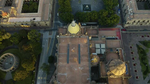 Birds Eye View of Guadalajara Cathedral, Liberation Square, Teatro Degollado. Monument