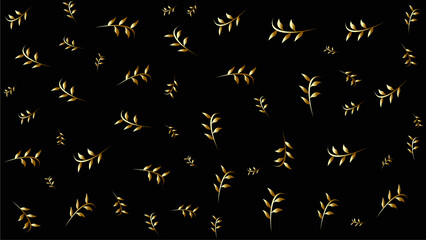 black pattern background with gold leaves