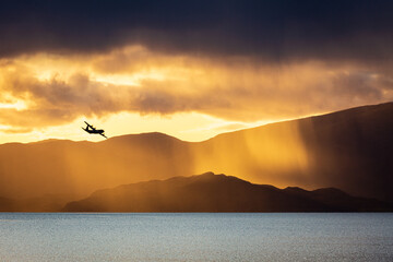 Hercules Transport plane flies into Storm over Loch Eil Fortwilliam Scotland