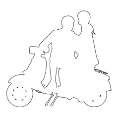 Vector image of a couple in love on the background of a red Valentine's day heart.Isolated on a white background.