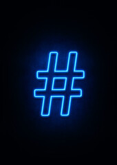 Blue Neon Hash Tag sign
