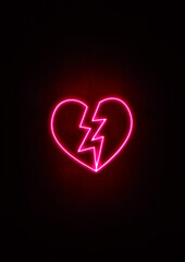 Purple Neon Broken Heart sign