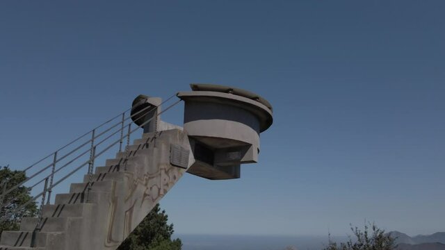 DOLLY SHOT - The Fitu Viewpoint (Mirador del Fitu) in Asturias, Spain. It is located in the council of Parres is one of the viewpoints from which to enjoy the Cantabrian Sea and the Picos de Europa.