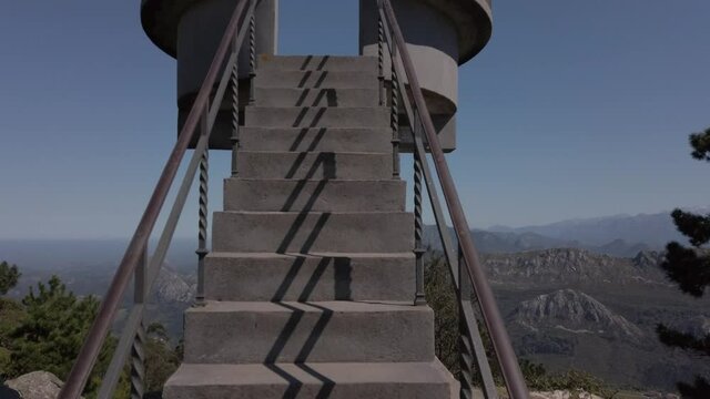DOLLY SHOT - The Fitu Viewpoint (Mirador del Fitu) in Asturias, Spain. It is located in the council of Parres is one of the viewpoints from which to enjoy the Cantabrian Sea and the Picos de Europa.