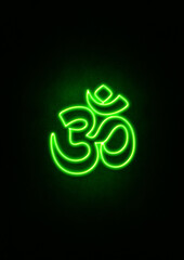 Green Neon OM sign