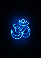  Blue Neon OM sign