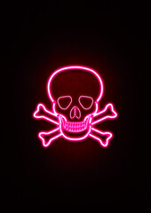 Pink Neon Skull & Crossbones Sign