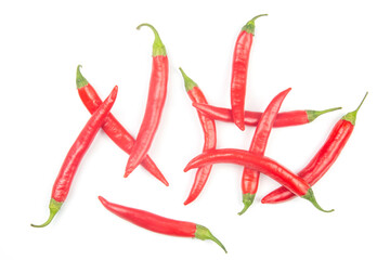Red hot chili peppers on a white background. food figures. Vitamin vegetable food