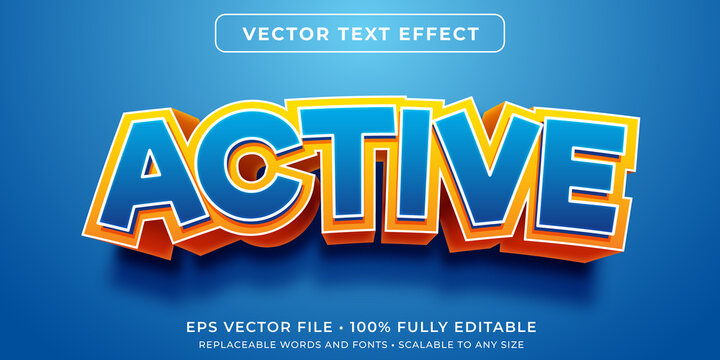 Editable text effect - active cartoon text style