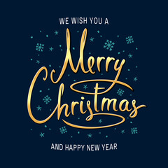 Merry Christmas Happy New Year lettering vector illustration