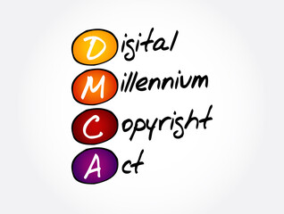 DMCA - Digital Millennium Copyright Act acronym, technology concept background
