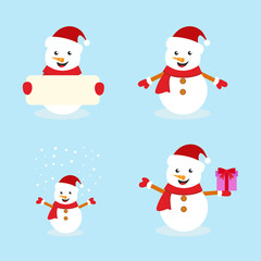 Winter season cute snowman collection