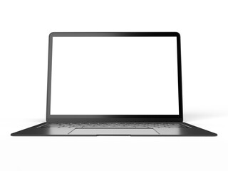 Modern computer laptop Open white screen isolated with clipping mask on white background for present advertising product or Webpage design mockup,3D render illustration