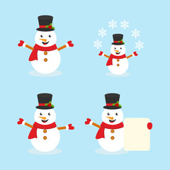 Winter season cute snowman collection