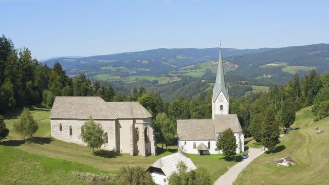 County municipality public church located at Lese alps Slovenia