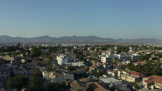 aerial view of Nicosai. Lefkosa North Cyprus. 4K.