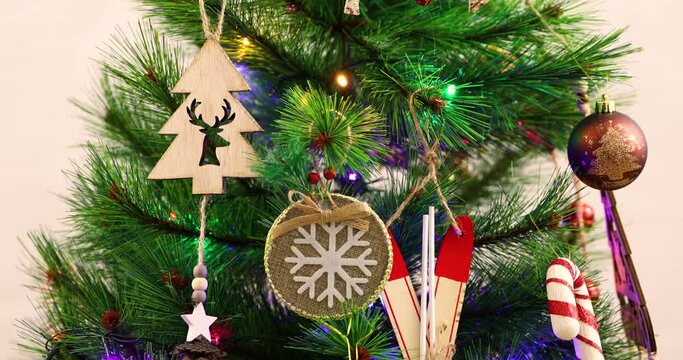 Christmas tree decorations and toys. Abstract and background scene