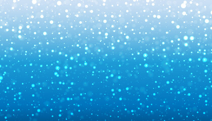 Snowfall on a blue background. Winter simple background with white snowflakes for fashion prints, posters.