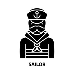 sailor icon, black vector sign with editable strokes, concept illustration