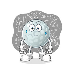 golf ball thinking hard vector. cartoon character