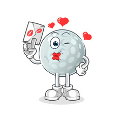 golf ball hold love letter illustration. character vector