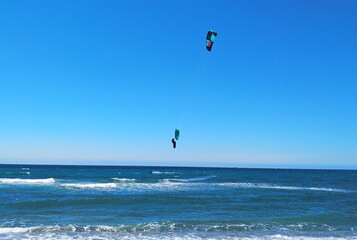 kite surfing in the sea