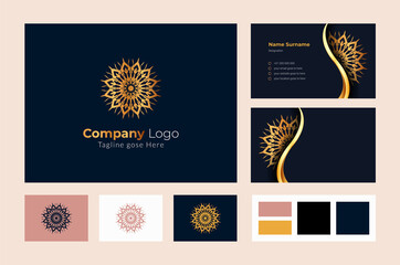 Luxury Logo and Business Card Design Template With Luxury Ornamental Mandala Arabesque Background