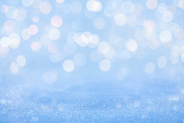 Christmas and Happy new year on blurred bokeh with snow background.