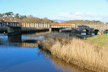 Fototapeta na wymiar Bridges over the River Teign, Newton Abbot, Devon 