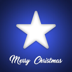 Illustation of a Christmas greeting card with a Christmas star in white on a blue background