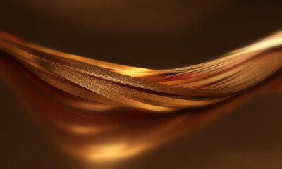 Abstract strip line background. Gold (bronze) wave on black.