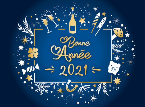 2021 bonne année - fond bleu