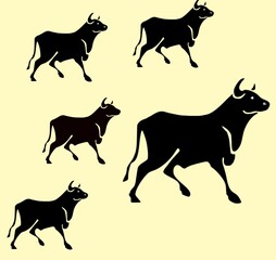 silhouettes of cows