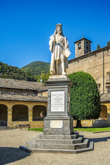 Fototapeta na wymiar The town of Varallo in Piedmont is famous for its religious and cultural shrines of world significance - the Sacred mountain and the Church of the virgin Mary, created with the participation of Gauden