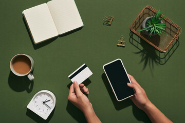 A woman is doing a online purchase