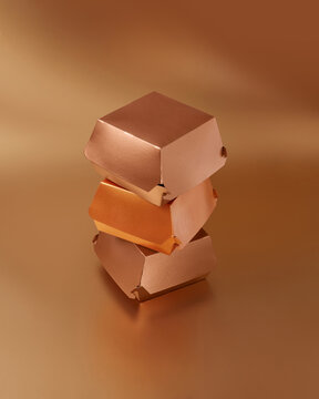 Golden painted food containers.