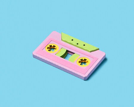 Old audiocassette handcraft from paper.