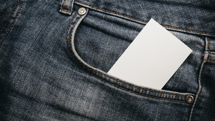 white paper in blue jeans Back pocket Business fashion Denim Hipster