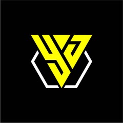 initials triangle Y J has a simple modern minimalist design with cup decoration