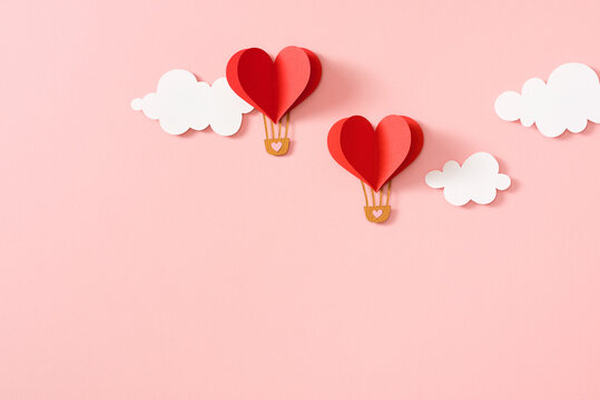 DIY Valentines greeting card. Gift ideas day love, February 14, Valentines Day. Card volumetric heart paper form balloon, box.