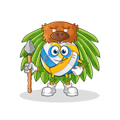 volleyball tribal man mascot. cartoon vector