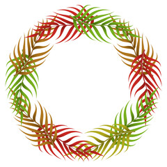 Wreath of green and red leaves