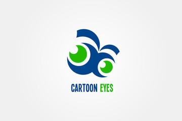 abstract dynamic cartoon eye logo for education and creative children brand. bright color. cheer, joyful and playful