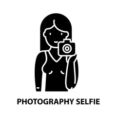 photography selfie icon, black vector sign with editable strokes, concept illustration