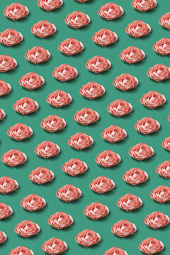 Handmade paper roses pattern.