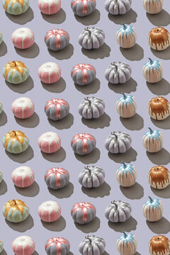 Vertical painted pumpkins pattern.