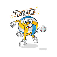 volleyball throwing baseball vector. cartoon character
