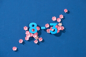 March 8 international women's day background. Greeting card template